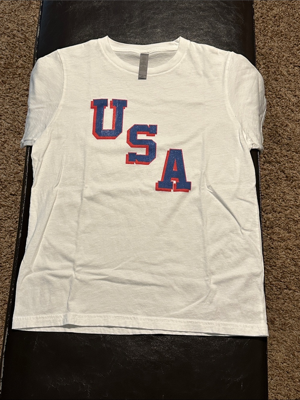 Kids USA Graphic Tee - White with Red & Blue Letters